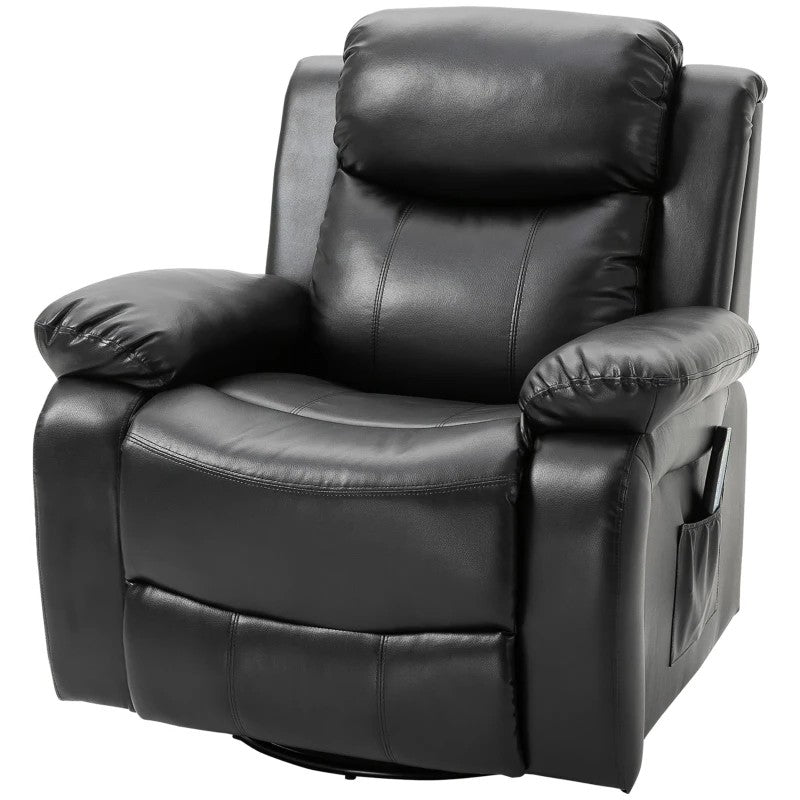Adjustable Black Faux Leather Remote Massage Recliner Chair w/ Footrest — Chic Home-Decor