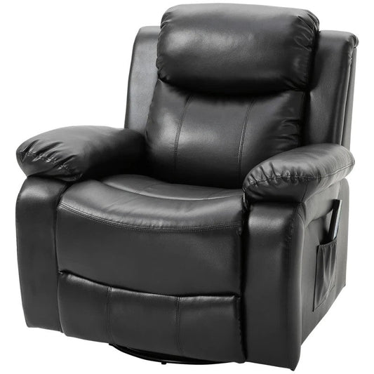 Adjustable Black Faux Leather Remote Massage Recliner Chair w/ Footrest — Chic Home-Decor