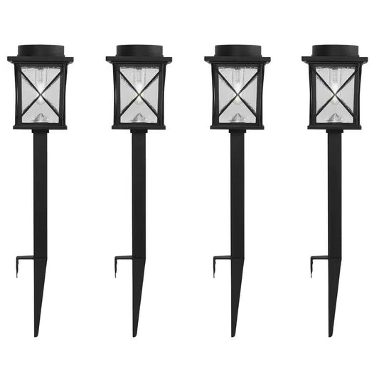 4-Pack - Black Solar LED Light Set - Outdoor Path Yard Lighting — Chic Home-Decor