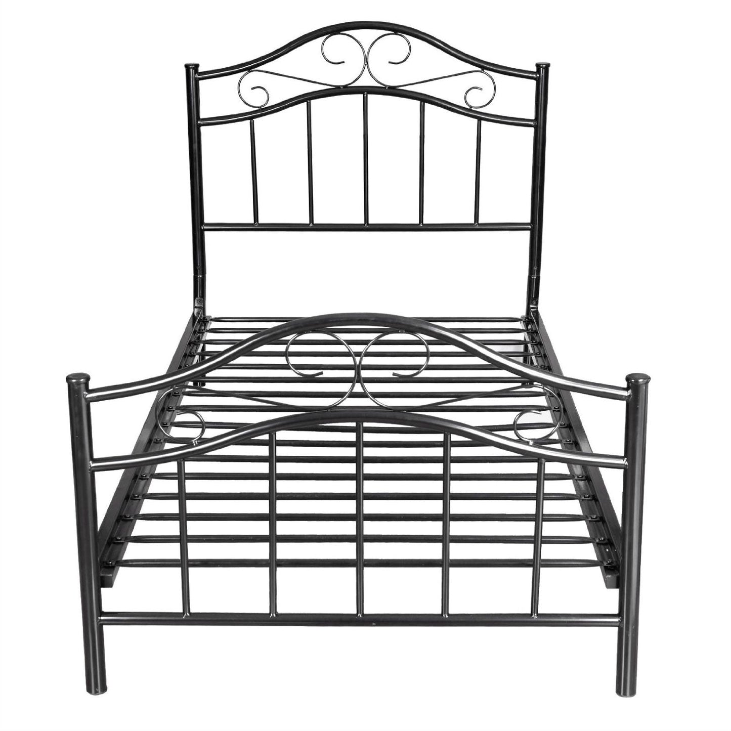 Twin size Simple Black Metal Platform Bed Frame with Headboard and Footboard