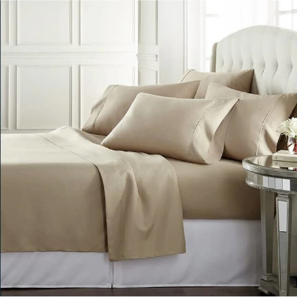 Queen size Taupe 100-Percent Egyptian Cotton 1000 Thread Count 4-Piece Sheet Set — Chic Home-Decor