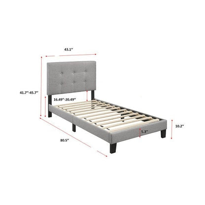 Twin Upholstered Platform Bed Frame with Grey Button Tufted Headboard