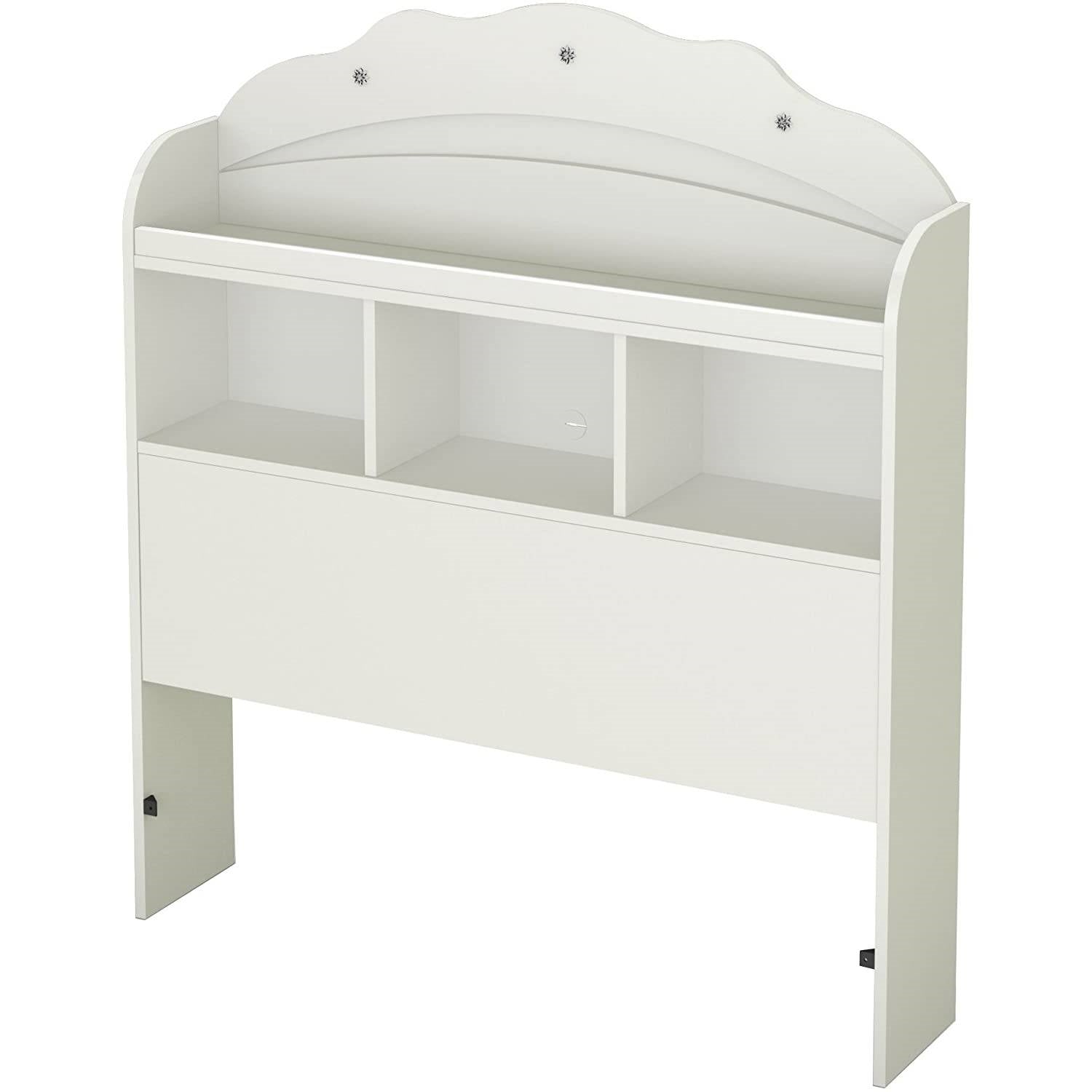 Twin size Bookcase Headboard in White Wood Finish — Chic Home-Decor