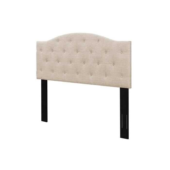 Twin Size Beige Fabric Upholstered Button-Tufted Adjustable Height Headboard — Chic Home-Decor