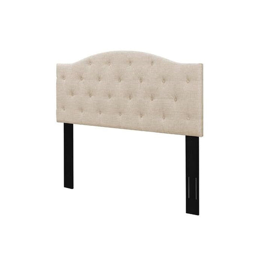 Twin Size Beige Fabric Upholstered Button-Tufted Adjustable Height Headboard — Chic Home-Decor