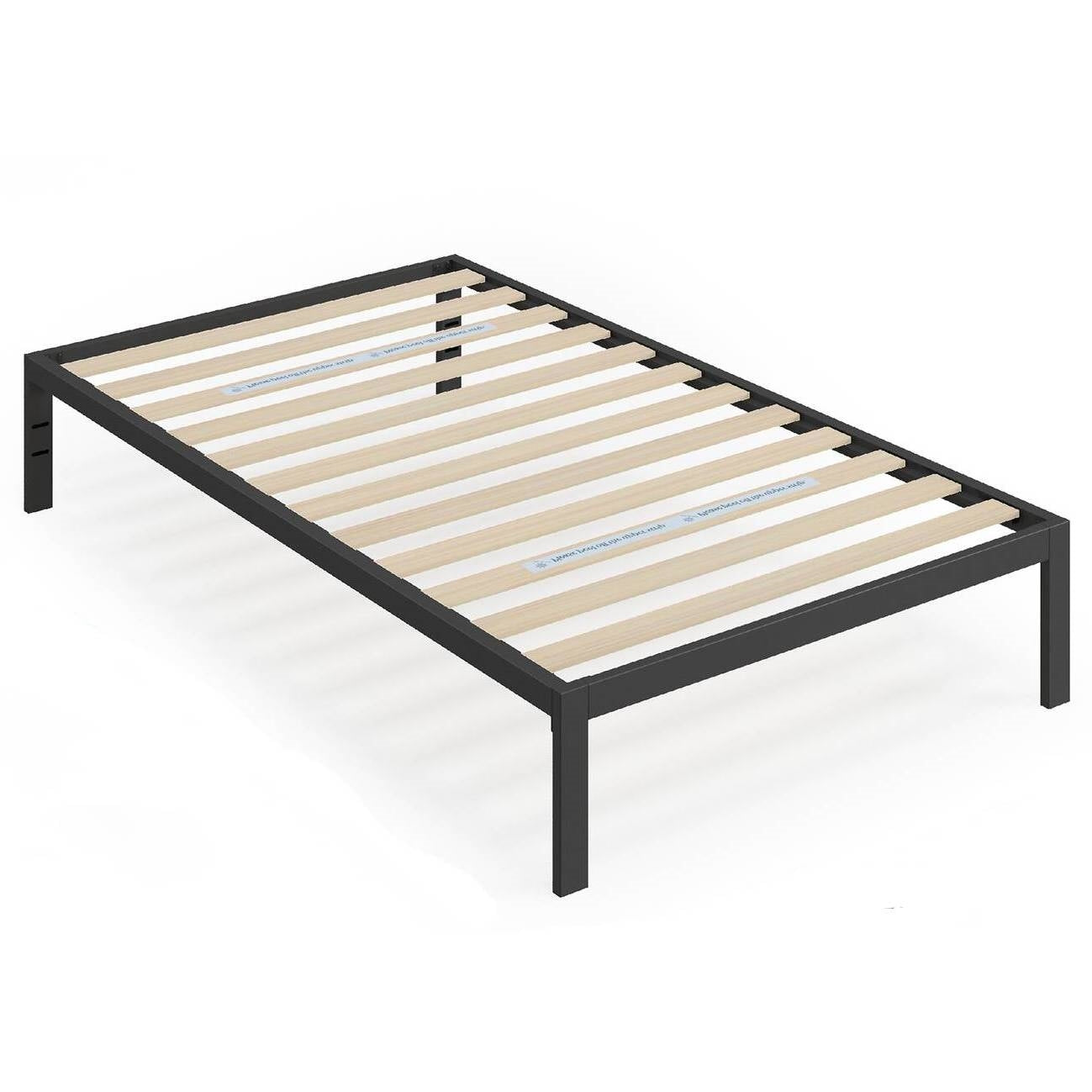 Twin Black Metal Platform Bed Frame with Wood Slats - 350 lbs Weight Capacity — Chic Home-Decor