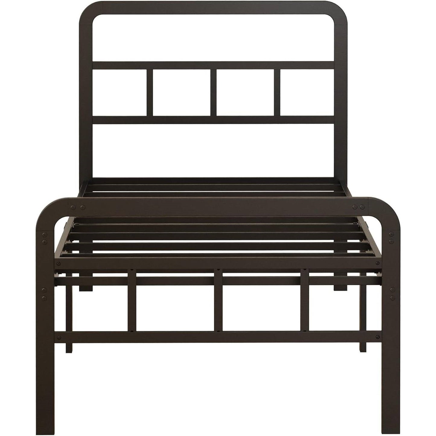 Twin Heavy Duty Metal Bed Frame with Headboard and Footboard in Black