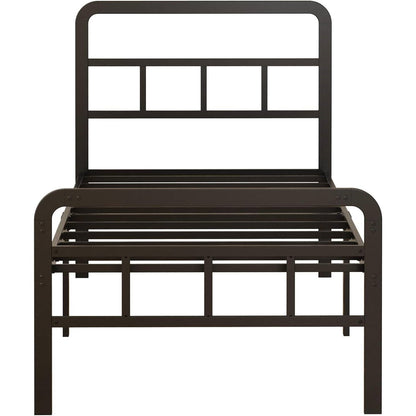 Twin Heavy Duty Metal Bed Frame with Headboard and Footboard in Black