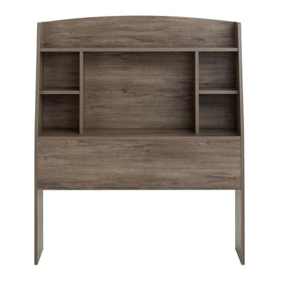 Twin size Modern Bookcase Headboard in Grey Brown Wood Finish