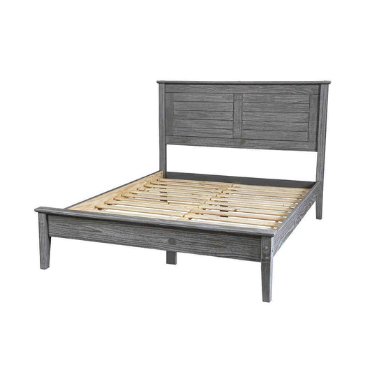 Twin Size Coastal Dorm Farmhouse Solid Pine Wood Platform Bed in Rustic Grey — Chic Home-Decor