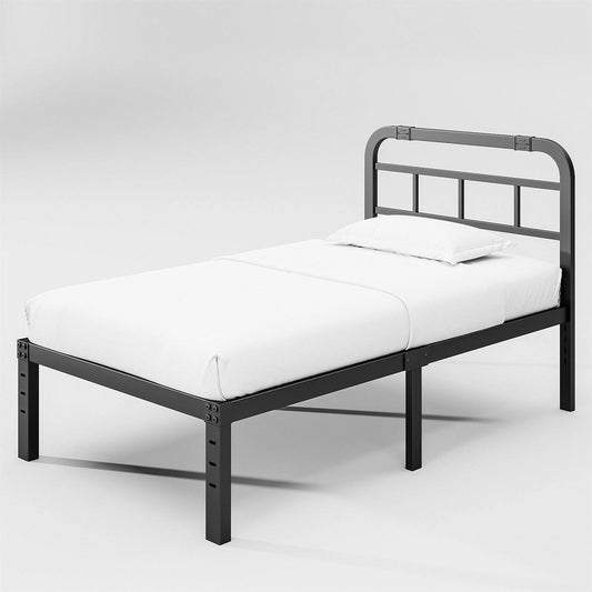 Twin Size Heavy Duty Black Metal Platform Bed Frame with Headboard — Chic Home-Decor