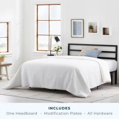 Twin size Sturdy Modern Black Metal Headboard