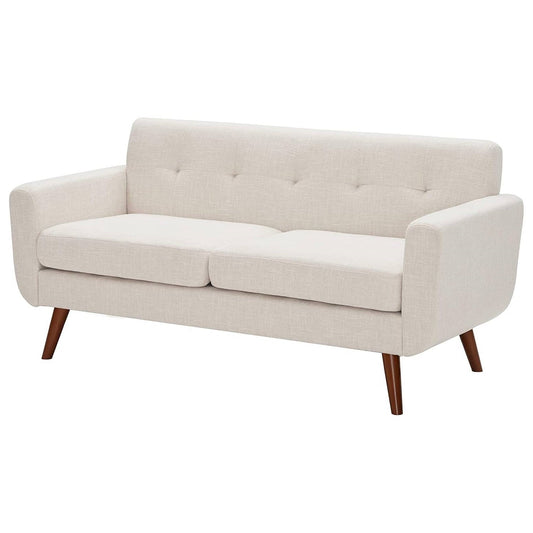 Modern Mid-Century Beige Cotton Polyester Upholstered Sofa Loveseat — Chic Home-Decor