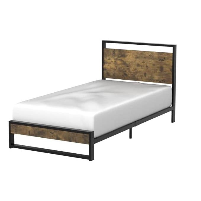 Twin Modern Farmhouse Platform Bed Frame with Wood Panel Headboard Footboard — Chic Home-Decor