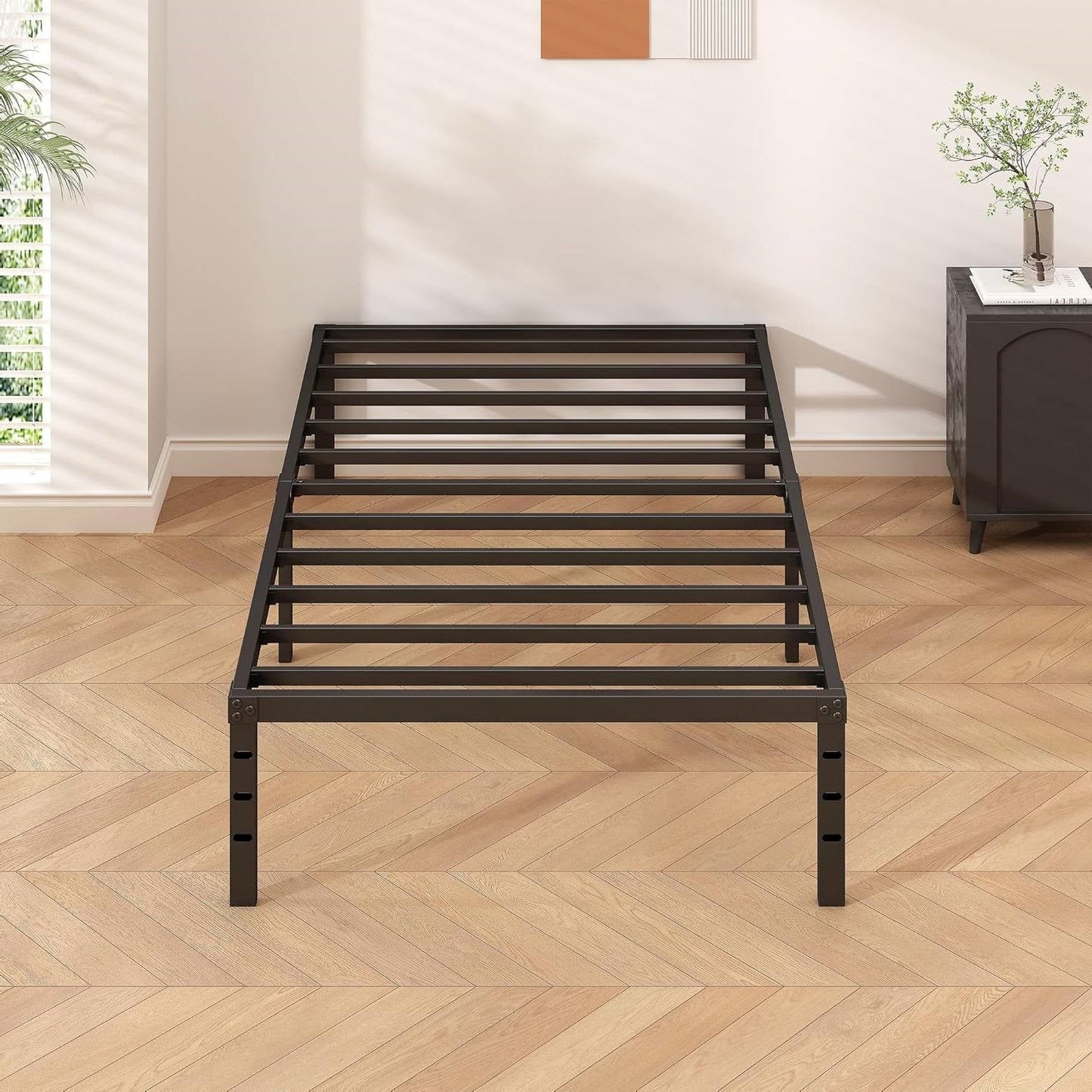 Twin 18-inch Heavy Duty Black Metal Platform Bed Frame