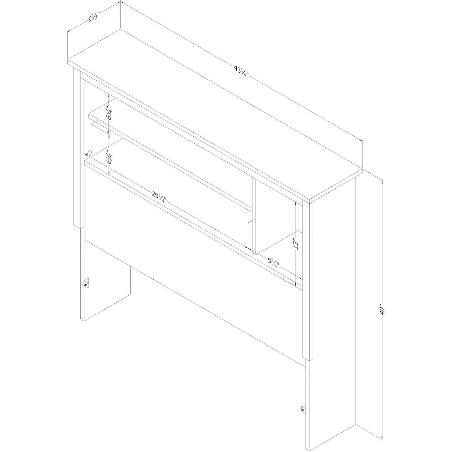 Twin size Modern Bookcase Headboard in Black Wood Finish