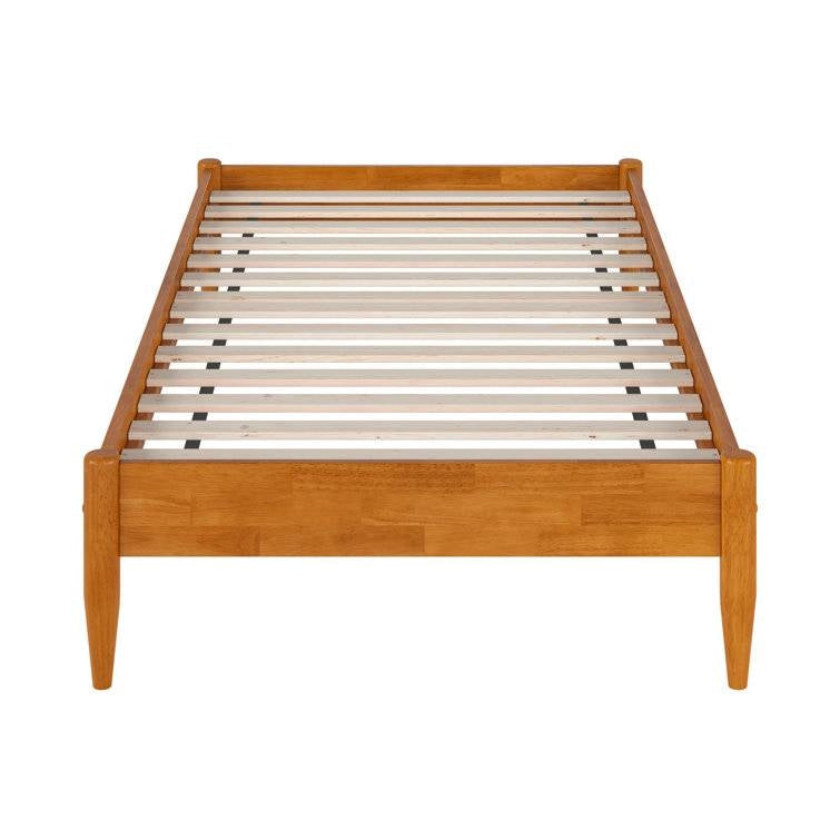 Twin size Solid Hardwood Platform Bed Frame in Natural Wood Finish