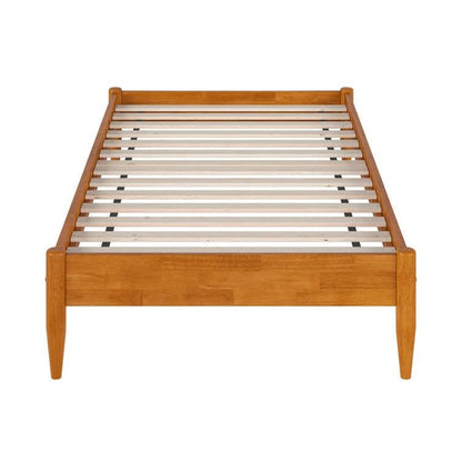 Twin size Solid Hardwood Platform Bed Frame in Natural Wood Finish