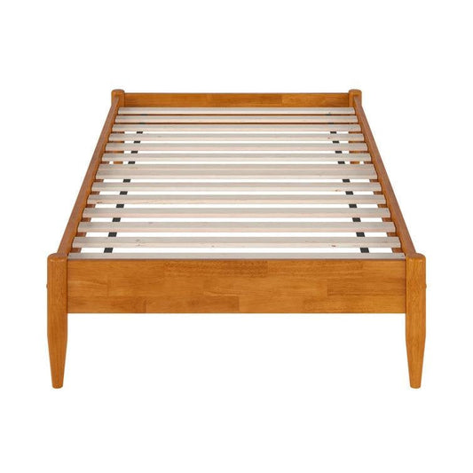 Twin size Solid Hardwood Platform Bed Frame in Natural Wood Finish