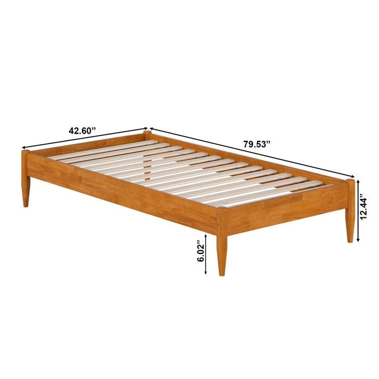 Twin size Solid Hardwood Platform Bed Frame in Natural Wood Finish