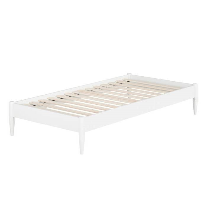 Twin Size Solid Hardwood Victorian Style White Platform Bed
