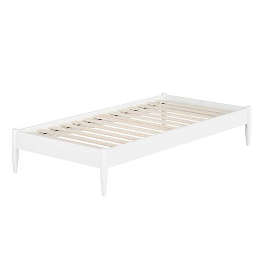 Twin Size Solid Hardwood Victorian Style White Platform Bed