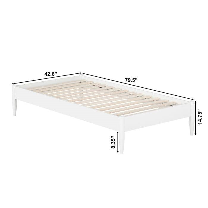 Twin Size Solid Hardwood Victorian Style White Platform Bed
