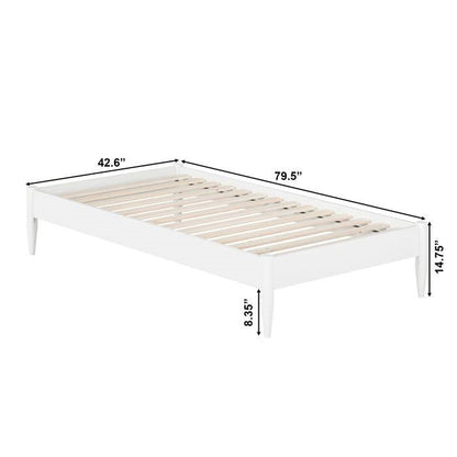 Twin Size Solid Hardwood Victorian Style White Platform Bed