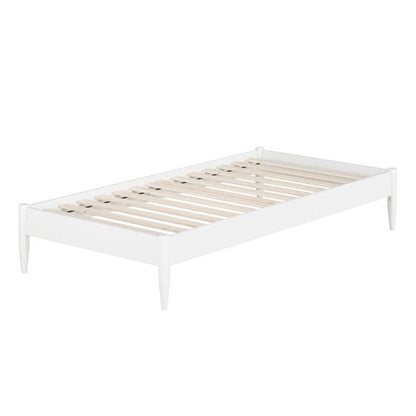 Twin XL Size Solid Hardwood Victorian Style White Platform Bed