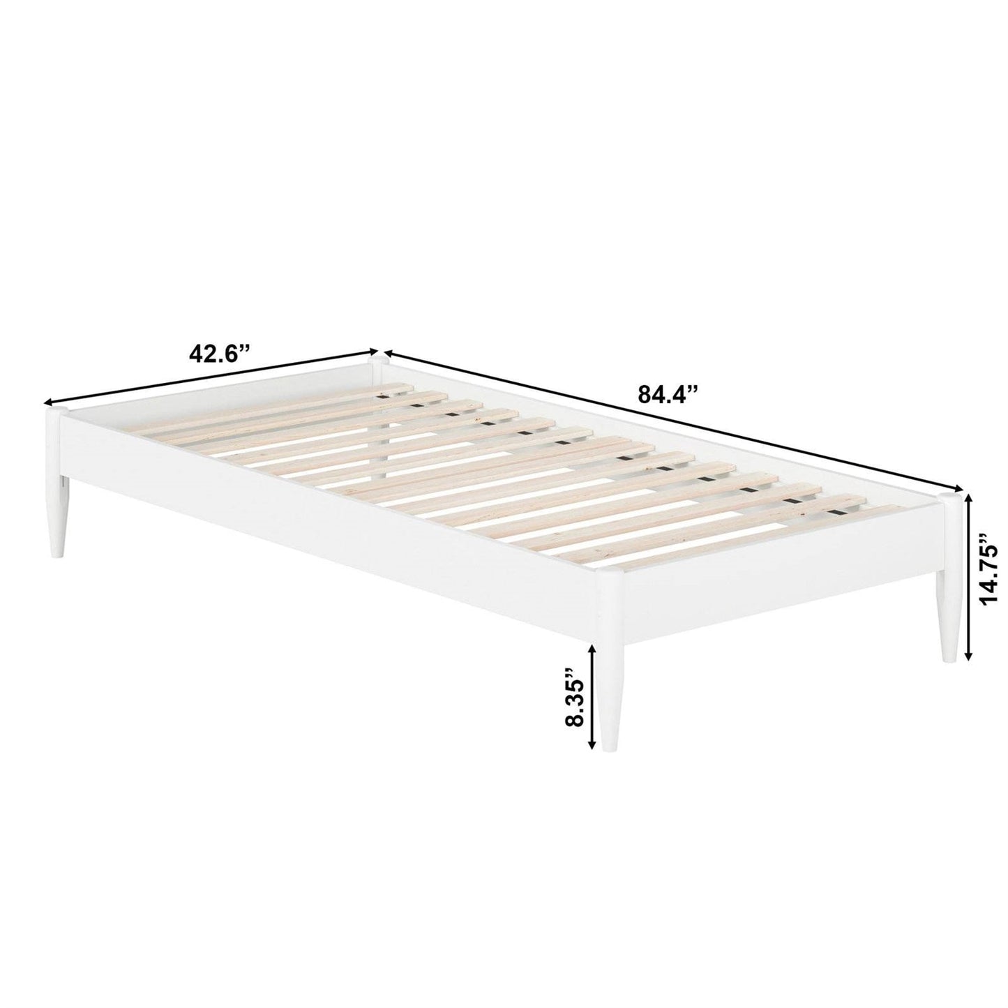 Twin XL Size Solid Hardwood Victorian Style White Platform Bed