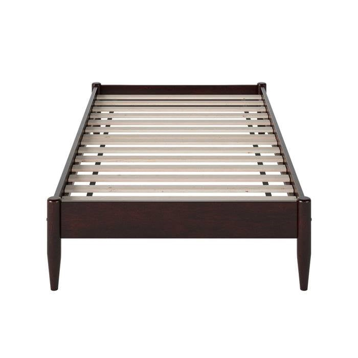 Twin XL Size Solid Hardwood Victorian Style Espresso Platform Bed