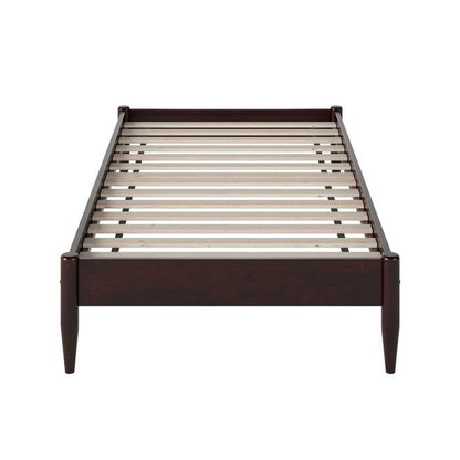 Twin XL Size Solid Hardwood Victorian Style Espresso Platform Bed