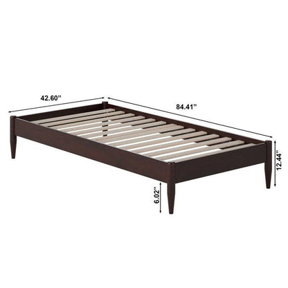 Twin XL Size Solid Hardwood Victorian Style Espresso Platform Bed