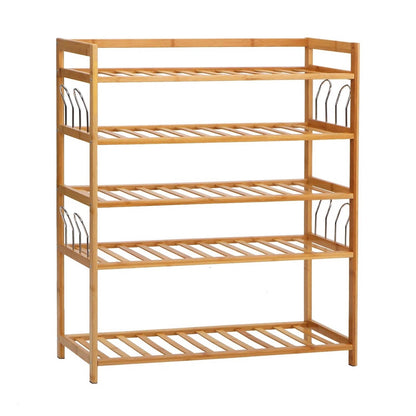Bamboo 5-Shelf Multifunctional Shoe Rack - Holds up to 20 Pair of Shoes