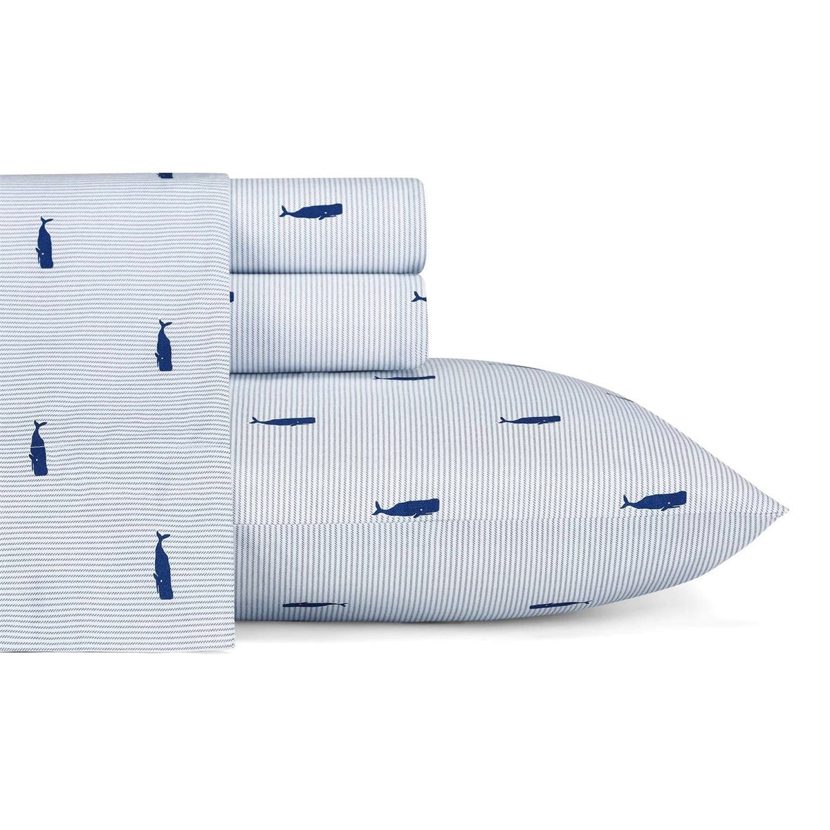 Coastal Beach Navy Blue White Stripe Sheet Set, Twin - Chic Home-Decor