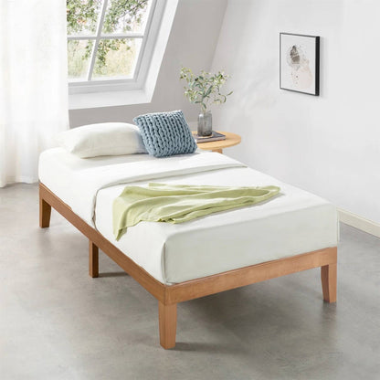 Solid Wood Platform Bed Frame in Natural Wooden Finish – Twin