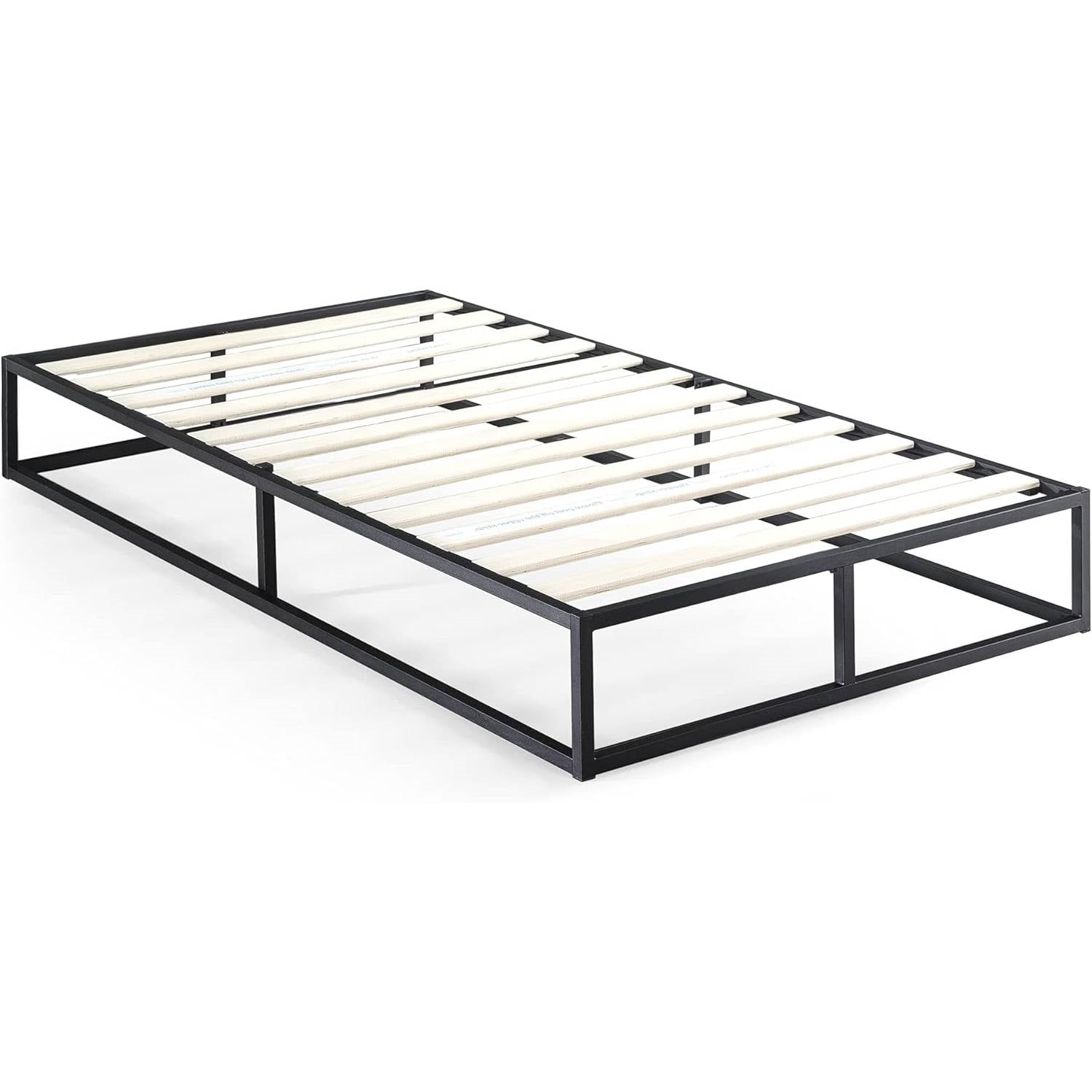 Twin size 10-inch Low Profile Modern Metal Wood Slat Platform Bed Frame — Chic Home-Decor