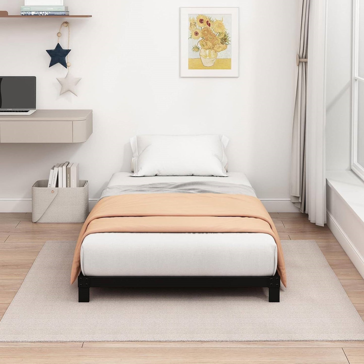 Twin XL size 5-inch Heavy Duty Metal Bed Frame with 3,000 lb. Weight Capacity