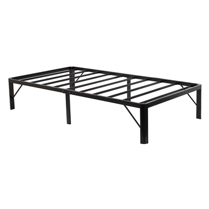 Twin XL 16-inch High Black Metal Platform Bed Frame with Round Corners
