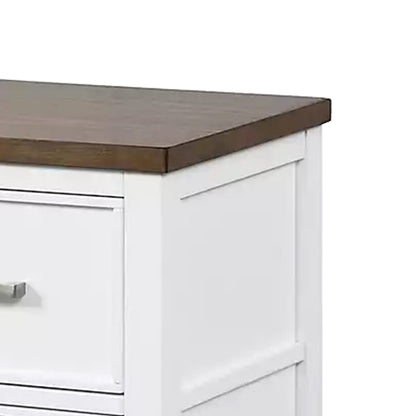 Tela Nightstand, 2 Drawers, Metal Handles, 25 Inch, White Pinewood