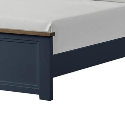 Tela Twin Size Bed w Recessed Panel Headboard, Dark Brown Trim, White