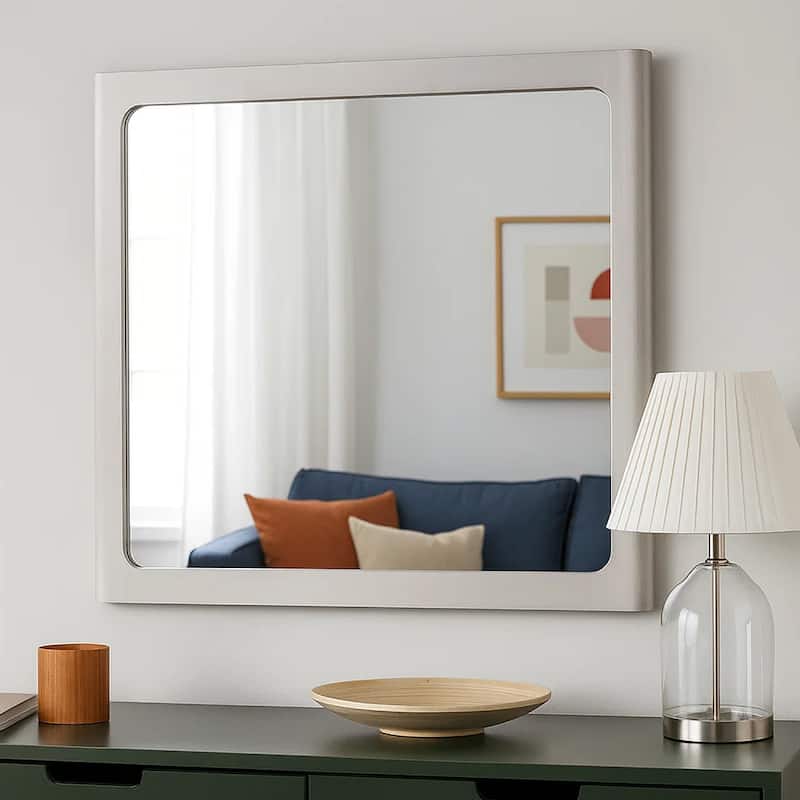 Thorne Dresser Mirror, Warm Gray Rubberwood, Beveled Edge, 40 Inch