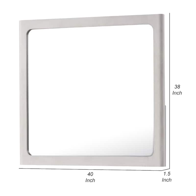 Thorne Dresser Mirror, 40 Inch White Oak Rubberwood, Beveled Edge