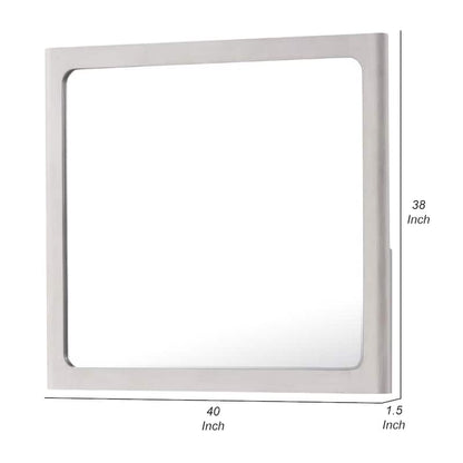 Thorne Dresser Mirror, 40 Inch White Oak Rubberwood, Beveled Edge