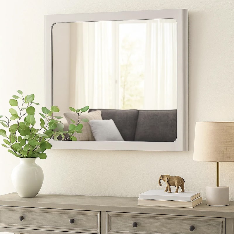 Thorne Dresser Mirror, Warm Gray Rubberwood, Beveled Edge, 40 Inch
