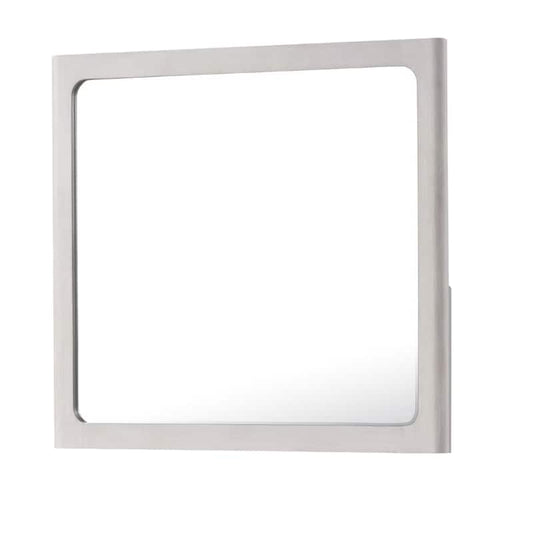 Thorne Dresser Mirror, 40 Inch White Oak Rubberwood, Beveled Edge