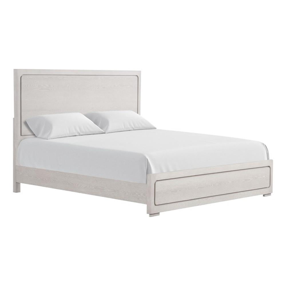 Thorne Queen Bed, Panel Design, Rounded Edges, White Oak Wood