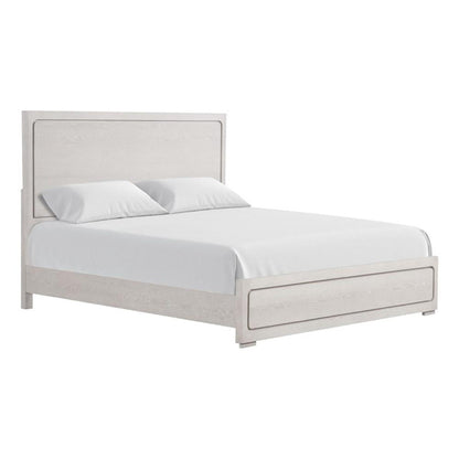 Thorne Queen Bed, Panel Design, Rounded Edges, White Oak Wood