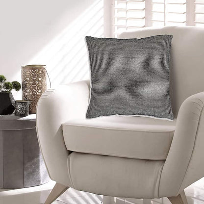 Throw Pillow Set of 4, 20 Inch, Cotton, Black White Stripes, Straight Edge