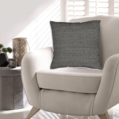 Throw Pillow Set of 4, 20 Inch, Cotton, Black White Stripes, Straight Edge